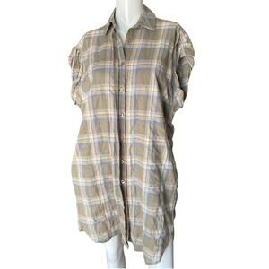 Pharaoh Collection Japanese Plaid Button Dress Size 2/Medium